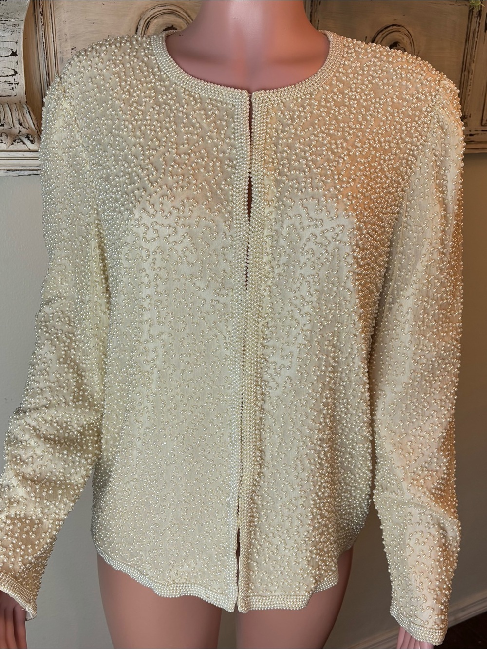 Vintage Laurence Kazar Beaded New York Evening Jacket Large 100% Silk Elegant - Picture 13 of 13
